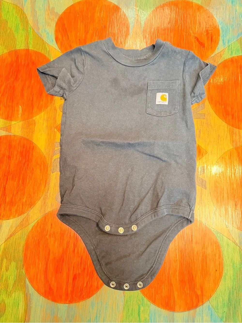 Carhartt Kids Baby Black Short Sleeve Pocket Bodysuit TK5004 12M Snap Bottom Uni
